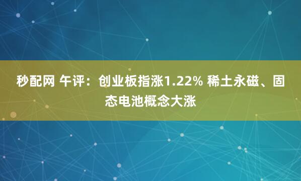 秒配网 午评：创业板指涨1.22% 稀土永磁、固态电池概念大涨