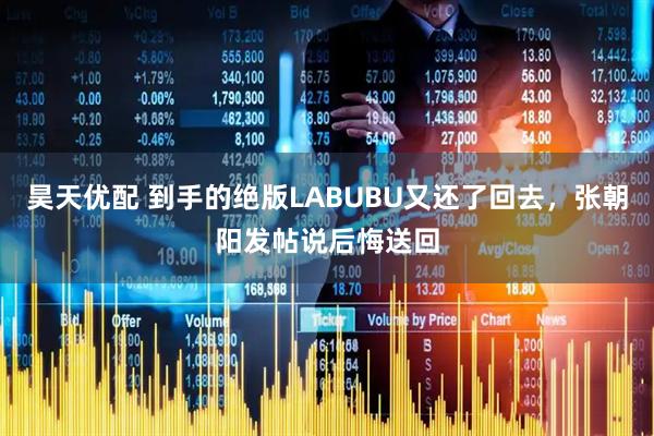 昊天优配 到手的绝版LABUBU又还了回去，张朝阳发帖说后悔送回
